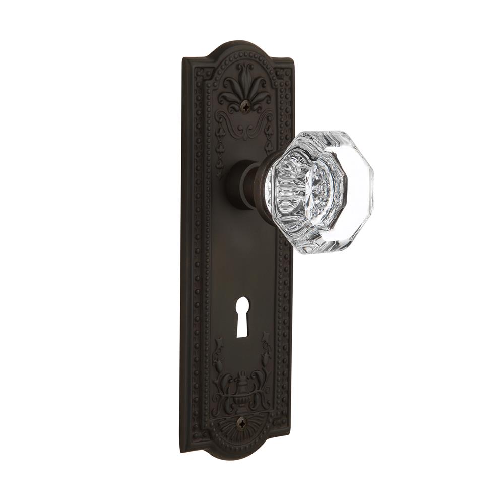 Nostalgic Warehouse 718459  Meadows Plate with Keyhole Privacy Waldorf Door Knob in Oil-Rubbed Bronze